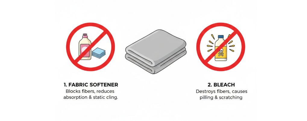 Меры предосторожности при стирке полотенец из микрофибры