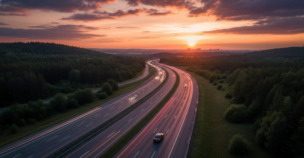 Distant View of a Moving Car